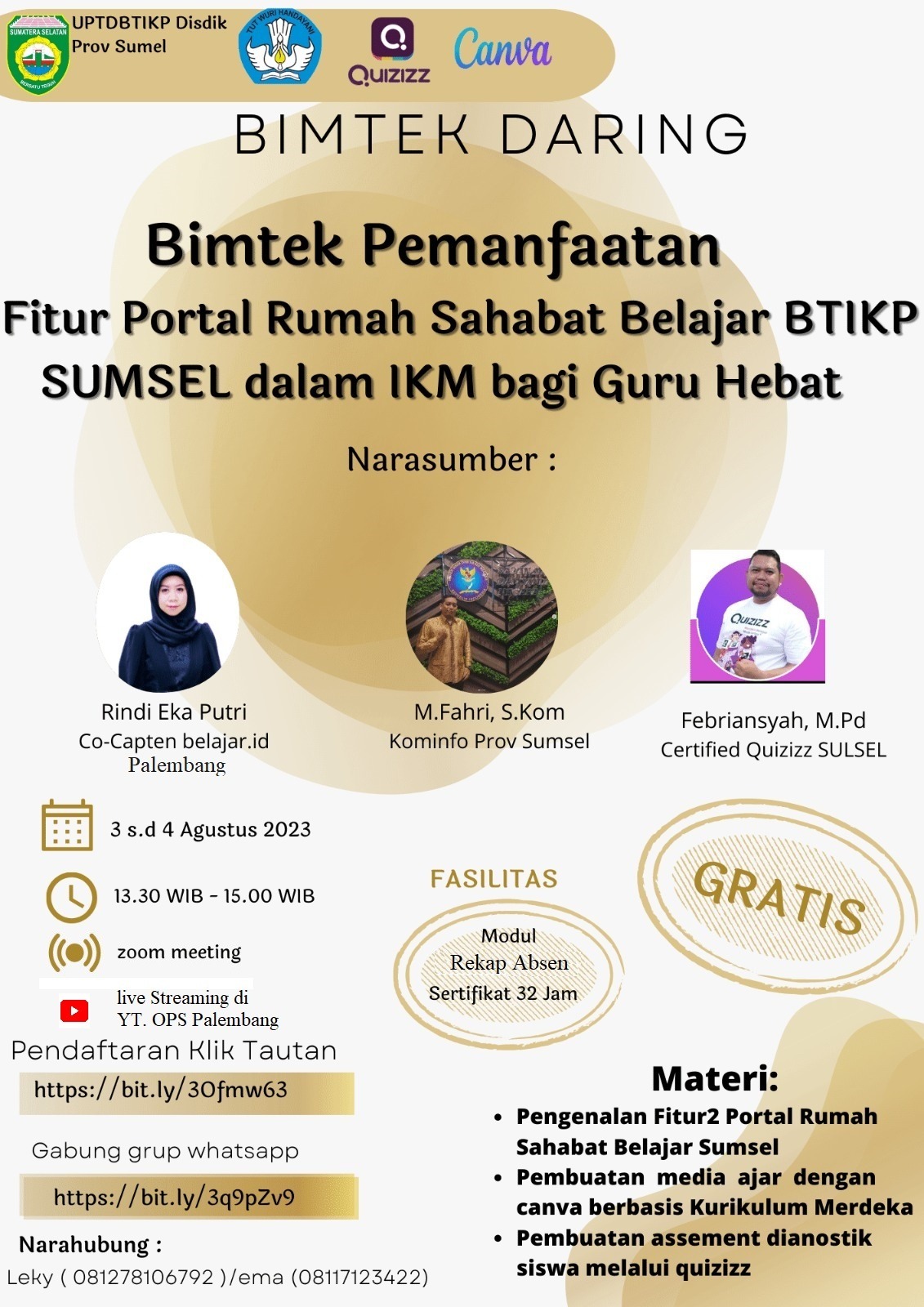 [LIVE] BIMTEK DARING Pemanfaatan Portal Rumah Sahabat Belajar BTIKP SUMSEL dalam IKM bagi Guru Hebat